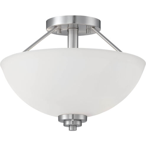 Durham 2 Light 13.5 inch Satin Nickel Indoor Semi-Flush Ceiling Light